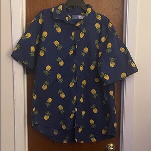 Old Navy Men's Blue Pineapple Print Shirt